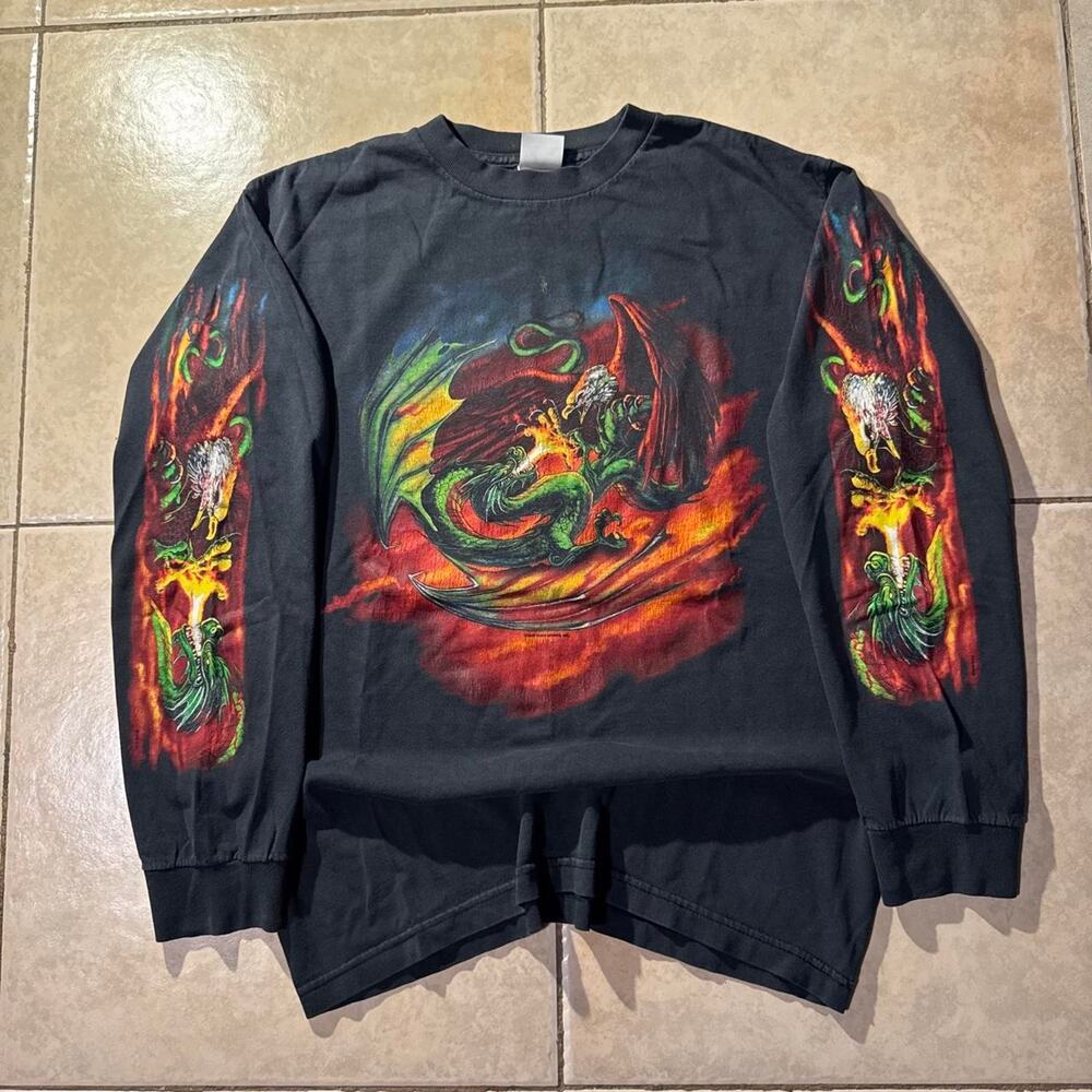 Y2k dragon long sleeve shirt Size M in Mens